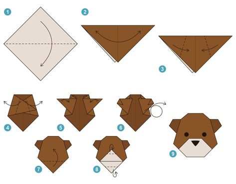 Origami Teddy Bear, Bear Origami, Origami Bear, Bear Vector Illustration, Origami For Kids, Tissue Paper Flowers Diy, Origami Step By Step, Kids Origami, Bear Vector