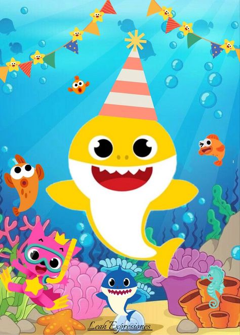 Baby Shark Wallpaper, Cumpleaños Baby Shark, Baby Shark Birthday Party Boy, Shark Birthday Party Invitation, Nemo Birthday Party, Shark Images, Baby Shark Birthday, Shark Photos, Shark Themed Birthday Party