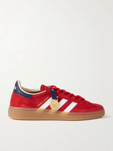 ADIDAS ORIGINALS + Sporty & Rich Olympic Spezial embellished leather and grosgrain-trimmed suede sneakers | NET-A-PORTER Adidas Sporty And Rich, Adidas Originals Women, Sporty And Rich, Suede Sneakers, Net A Porter, Women Collection, Adidas Originals, Porter, Adidas