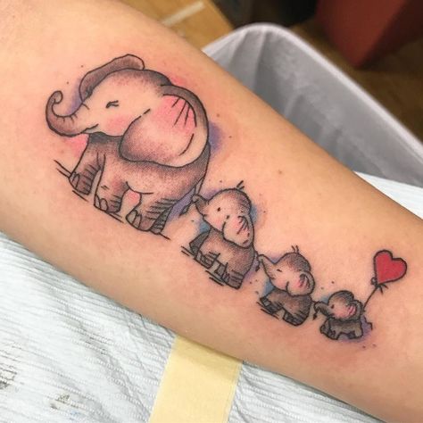 Mom And Baby Elephant Tattoo, Preemie Tattoo, Newborn Tattoo, Elephant Tattoo Ideas, Colorful Elephant Tattoo, Elephant Family Tattoo, Baby Elephant Tattoo, Elephant Tattoo Meaning, Cute Elephant Tattoo