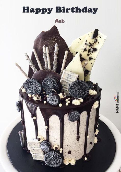 Birthday Cake With Name Edit, Cream Desserts Recipes, Oreo Birthday Cake, Icebox Cakes, Friends Birthday Cake, Chocolate Oreo Cake, Birthday Cake With Name, Name Edit, Butterfly Birthday Cakes