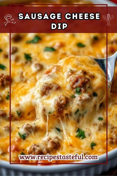 This easy Sausage Cheese Dip is a crowd-pleaser that's perfect for parties or game days. With creamy Velveeta cheese, savory sausage, and a hint of spice from Ro*Tel tomatoes, it’s a delicious dip that comes together in just 10 minutes. Velveeta Sausage Dip, Sausage Cheese Dip, Sausage Dip, Cheese Dip Recipe, Spicy Dip, Cheese Dip Recipes, Velveeta Cheese, Quick Weeknight Meals, Yummy Dips