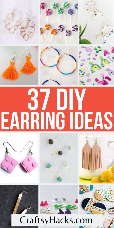 Diy Earrings For Beginners, Easy Garden Decor, Easy Jewelry Making Ideas, Free Jewelry Making Projects, Diy Earrings Tutorial, Making Jewelry For Beginners, Diy Earrings Easy, Earrings Diy Handmade, Diy Jewelry To Sell