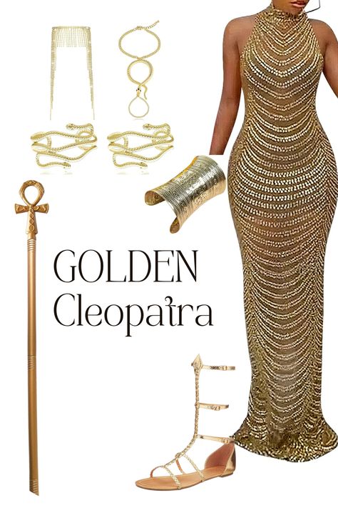 Cleopatra Theme Party Ideas, Egyptian Themed Party Outfit, Cleopatra Halloween Costume Ideas, Diy Egyptian Headpiece, Bratz Doll Costume, Cleopatra Outfit, Egyptian Headpiece, Egyptian Themed Party, Egyptian Outfit