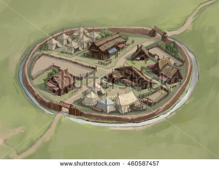 Map, the layout of a small medieval town, the Viking settlement Village Plan, Viking Settlement, Viking House, Fantasy City Map, Viking Village, Map Layout, Building Map, Cerave Moisturizing Cream, Ancient Village