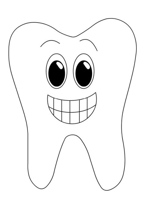 Tooth Coloring Page, Teeth Coloring Page, Tooth Printable, Tooth Template, Tooth Preschool, Tooth Drawing, Smile With Teeth, Dental Health Preschool, Color Worksheets For Preschool