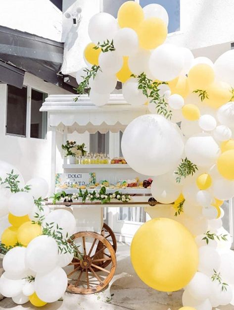 Yellow Balloons, First Birthday Party, Balloon Garland, Party Birthday, First Birthday, Capri, Arch, The First, Balloons