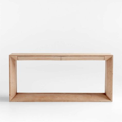 Vernon Natural 72" Console Table | Crate & Barrel Emily Henderson Living Room, Storage Console Table, Oak Console Table, Storage Console, Coffee Table With Shelf, Metal Console Table, Metal Console, Crate Barrel, Wood Console Table