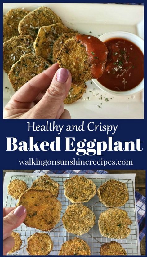 Crispy Baked Eggplant, Baked Eggplant Recipes, Baked Eggplant Slices, Crispy Eggplant, Eggplant Recipes Easy, Eggplant Dishes, Walking On Sunshine, Baked Eggplant, Eggplant Parmesan