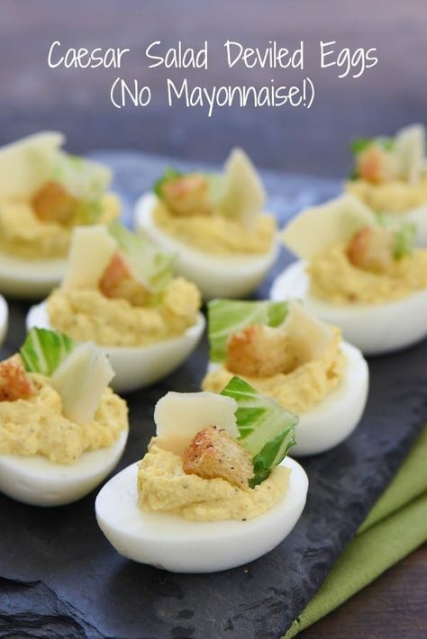 Deviled Egg Recipes - See Mama Go Shaved Parmesan, Classic Caesar Salad, Deviled Eggs Recipe, Caesar Dressing, Eggs Recipe, Egg Yolks, Caesar Salad, Hard Boiled, Deviled Eggs