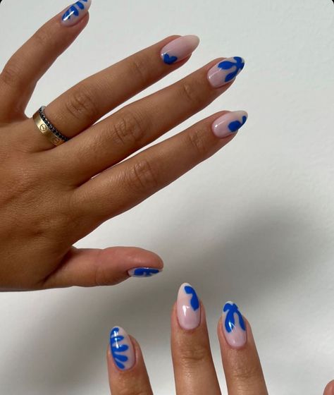 Orange Blue Nails Art Designs, Nails With Gingerbread, Blue Orange Nails, Orange And Blue Nails, Biab Nails, Checkered Nails, Popular Nail Art, Colbalt Blue, Nail Trend