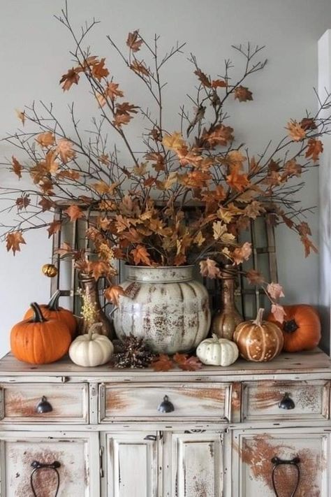 Fall Vignettes, Fall Table Centerpieces, Fall Mantle, Easy Fall Decor, Cozy Fall Decor, Fall Decor Inspiration, Autumn Display, Rustic Fall Decor, Fall Deco