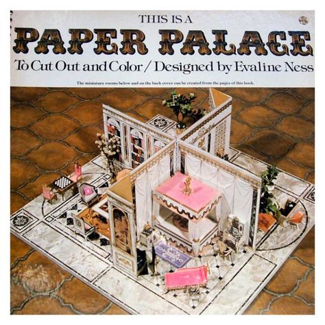 This is a Paper Palace to Cut Out and Color - Evaline Ness Paper Palace, Paper Furniture, Dollhouse Printables, Paper Doll House, Miniature Printables, Miniature Rooms, House Miniatures, Vintage Paper Dolls, Up Book