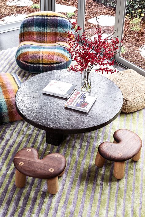 Plaid Chair, Pierre Frey Fabric, Conversation Pit, Cosy Room, Pink Tiles, Melbourne House, Décor Boho, Gallery Design, Studio Mcgee