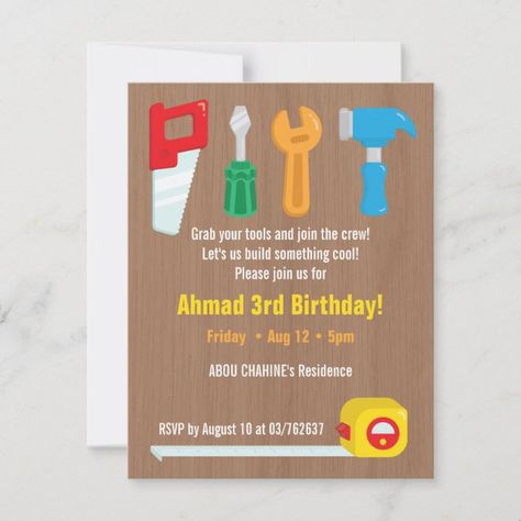 Handyman Birthday Party, Handyman Birthday, Tools Birthday Party, Mechanics Birthday, Birthday Party Boys, Bday Stuff, Tools Theme, Boys Birthday Party, Pokemon Birthday Party