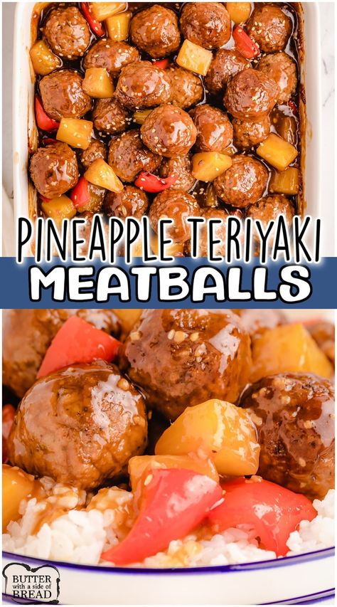 Pineapple Teriyaki Meatballs, Meatballs With Pineapple, Pineapple Teriyaki Sauce, Teriyaki Meatballs Recipe, Flavorful Meatballs, Teriyaki Pineapple Chicken, Teriyaki Chicken Meatballs, Pineapple Teriyaki, Meatballs And Rice