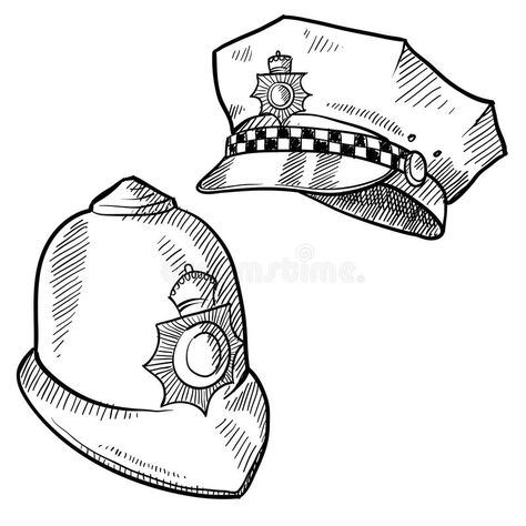 Police Hat Drawing, Hats Sketch, Hat Drawing, Police Hat, Make Money Today, Doodle Style, Drawing Sketches, Stock Images Free, Stock Vector