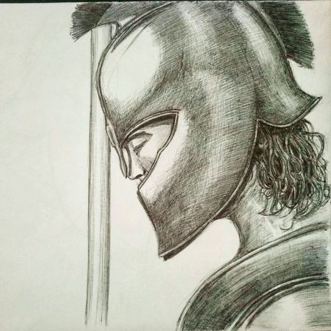 #troy #movie #iliad #trojan #war #achilles #hero #bradpitt #homer #helmet #drawing #sketch The Iliad Painting, Achilles Drawing Sketch, Achilles Helmet Drawing, Greek Hero Tattoo, Ancient Greek Sketch, Greek Face Drawing, Greek Helmet Drawing, Achilles Sketch, Song Of Achilles Drawing