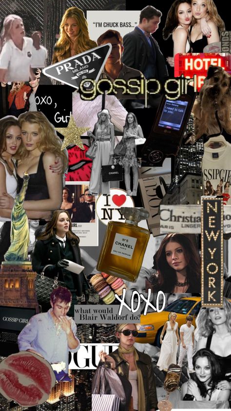 #gg#newyork#blairwaldorf#chuckbass#xoxo Gossip Girl Collage, Chuck Bass, Blair Waldorf, I ❤ Ny, Chanel Paris, Gossip Girl, Tv Shows, Collage