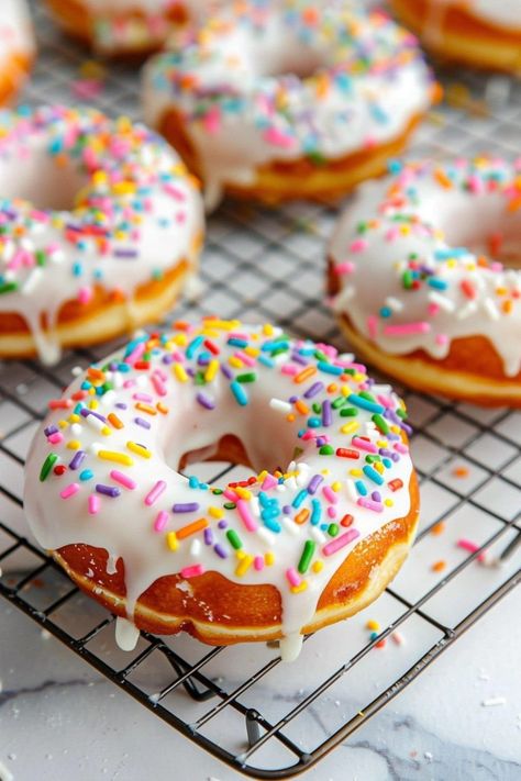 Skip the drive to your local donut shop and make these easy pancake mix donuts instead. They’re soft, sweet, and begging to be devoured. Almond Milk Frosting, Donut Shop Aesthetic, Easy Doughnuts, Best Pancake Mix, Easy Pancake Mix, Protein Donuts Recipe, Easy Pancake, Buttermilk Pancake Mix, Low Calorie Protein