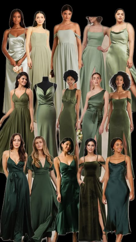 Forest Green Bridesmaid, Maid Of Honor And Bridesmaid, Bridesmaid Dresses 2023, Bridesmaid Dresses Color Palette, Emerald Green Outfit, Forest Green Bridesmaid Dresses, Maid Of Honor Dresses, Green Wedding Dresses, Fall Bridesmaid Dresses