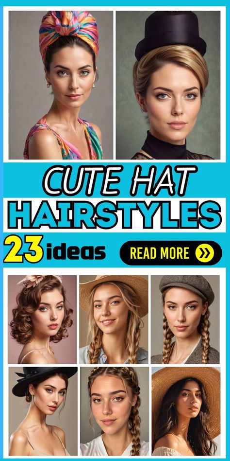 Styling your hair with hats made easy! Learn to match Derby hats with elegant ringlets, caps with high knots, and ski hats with unique braids Hair Styles To Wear With A Hat, Updos With Hats, Cute Hat Hairstyles, Hairstyle With Hat, Hair With Hat, Unique Braids, Vintage Curls, Cabbie Hat, Spring Hats