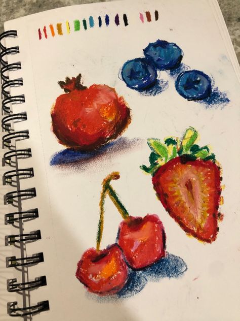 Fruits Oil Pastel, Oil Pastel Fruit Drawings, Fruit Oil Pastel, Oil Pastel Food, Oil Pastel Fruit, Oil Pastel Aesthetic, Oil Pastel Ideas, Oil Pastels Drawings, Oil Pastel Sketch