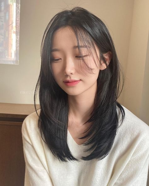 Medium Layered Haircuts Asian, Asian Hair Round Face, Asian Haircut Straight Hair, Japanese Haircut Medium, Asian Haircut Medium, Korean Hairstyle Medium, Japanese Haircuts, Asian Hair Inspo, Korean Hairstyle Ideas