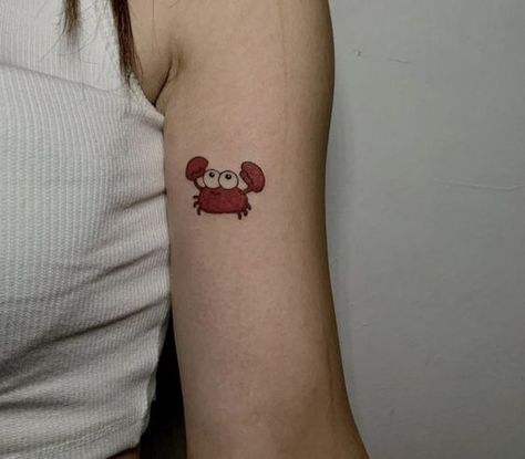 Cute Crab Tattoo, Cross Finger Tattoos, Crab Tattoo, Cute Matching Tattoos, Thigh Tat, Pawprint Tattoo, Moon Tattoos, Bat Tattoo, Zodiac Tattoos