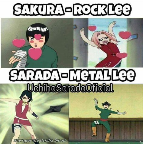 Rock Lee And Metal Lee, Rock Lee And Sakura, Rock Lee X Sakura, Sakura X Lee, Lee X Sakura, Sakura And Lee, Metal Lee, Sakura Manga, Funny Naruto Memes