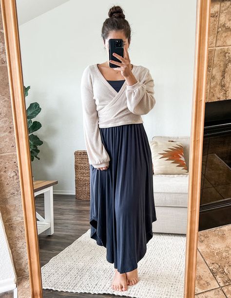 Soft + Cozy Clothing | Sozy Modest Fashion Curvy, Conservative Mom Outfits, Long Skirt Outfits Curvy, Flowy Feminine Style, Modest Feminine Aesthetic, Casual Summer Teacher Outfits, Boho Classy Outfits, Modest Maxi Skirt Outfits, Modest Dressy Outfits