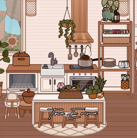 Boho House Toca Boca, Toca Boca Ideas Kitchen, Toca Boca Room Ideas Kitchen, Aesthetic White Kitchen, Mini Sala, Toca Boca Hair Salon, Toca Life World Aesthetic Pfp, Toca Ideas, Cute Bathroom Ideas