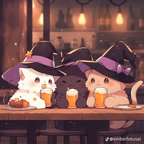 Cat With A Hat Drawing, Halloween Wallpaper Desktop Aesthetic, Halloween Pfp Matching Trio, Cute Halloween Profile Pics, Halloween Cute Pfp, Witch Cat Wallpaper, Halloween Wallpaper Backgrounds Desktop, Cute Halloween Widgets, Halloween Cute Aesthetic