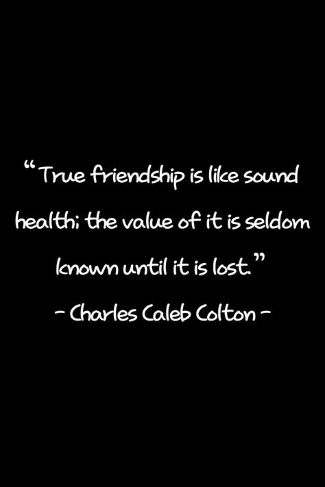 True friendship is like sound health; the value of it is seldom known until it is lost. The value of friendship is great, but it's not easy to know. If you think this is a good quote, please press the heart and write your thoughts. The Value Of Friendship, Value Of Friendship Quotes, Quotes About Friendship, Good Quote, Betrayal Quotes, About Friendship, True Friendship, Friendship Quotes, Best Quotes