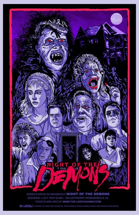 Night of the Demons (1988). Night Of The Demons 1988, Linnea Quigley, Demon Knight, 80's Movies, Awesome Posters, Night Of The Demons, Here's Johnny, Spooky Stuff, Fan Poster