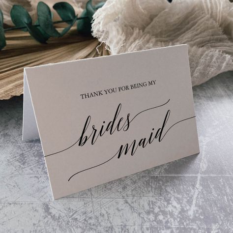 Bridesmaid Thank You Cards, Whimsical Typography, Wedding Typography, Black Calligraphy, Minimalist Card, Bridesmaid Thank You, Minimalist Cards, Custom Thank You Cards, Calligraphy Wedding Invitation