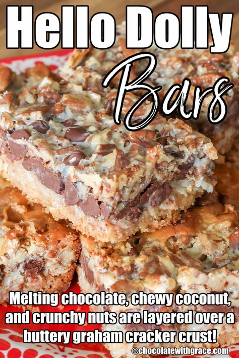 Dolly Bars, Hello Dolly Bars, Hello Dollies, Easy Custard, Bars Chocolate, Dessert Simple, Dessert Bar Recipe, Amish Recipes, Bar Recipes