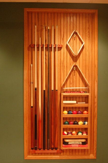 Pool rack set into wall Pool Room Ideas, Pool Rack, Pool Table Room, Cue Rack, Game Room Basement, Recreational Room, Game Room Bar, Man Cave Basement, Urban Interiors