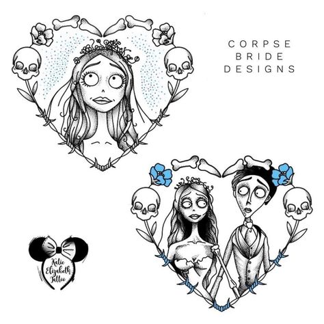 Corps Bride Tattoo Ideas, Emily And Victor Tattoo, Victor And Emily Tattoo, Corpse Bride Stencil, Corpse Bride Tattoo Design, Corpse Bride Flash Tattoo, Corpse Bride Embroidery, Corpse Bride Coloring Pages, Emily Corpse Bride Tattoo