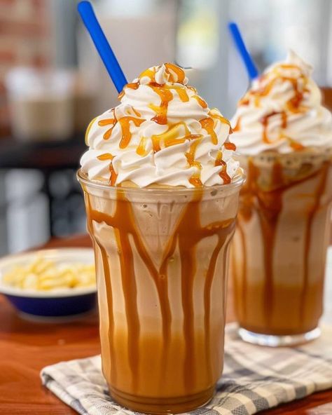 Tasty Recipes | Caramel Frappuccino | Facebook Caramel Drinks, Caramel Frappe, Caramel Frappuccino, Caramel Syrup, Sweet Snacks Recipes, Strong Coffee, Snacks Recipes, Whole Milk, Tasty Recipes