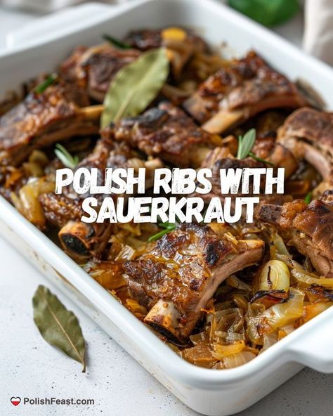 Short Ribs And Sauerkraut, Ribs With Sauerkraut, Ribs And Sauerkraut, Country Style Ribs, Pork Spare Ribs, Spare Ribs, Polish Recipes, Pork Ribs, Short Ribs