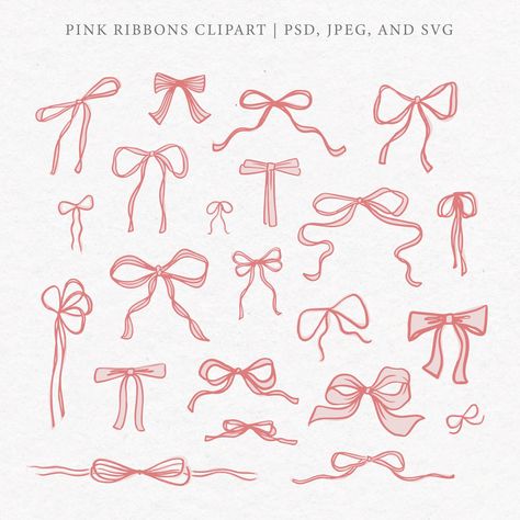 Coquette Drawing, Icons Coquette, Ribbon Clipart, Bow Drawing, Ribbon Vector, Bow Clipart, Png Icons, Web Graphics, Social Media Graphics