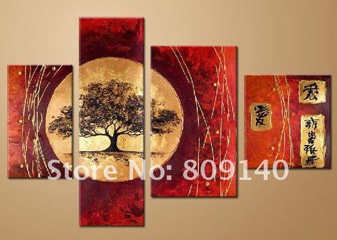 oil painting canvas landscape Japanese Art decoration high quality hand painted home office hotel wall art decor free shipping-in Painting &... Painting Tree Of Life, Multiple Canvas Paintings, Hotel Wall Art, Living Room Canvas Painting, Tree Of Life Painting, Red Abstract Painting, Extra Large Art, Large Canvas Painting, Modern Art Paintings Abstract