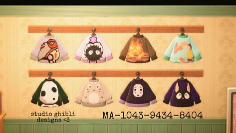 Animal Crossing Design Codes Studio Ghibli, Animal Crossing Ghibli Design, Ghibli Animal Crossing Island, Acnh Totoro Designs, Acnh Ghibli Code, Animal Crossing Design Codes Anime, Animal Crossing Anime Design, Ghibli Acnh Codes, Animal Crossing Design Codes Clothes Anime