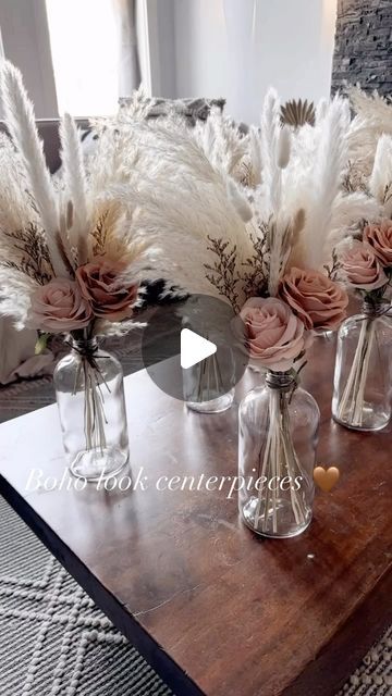 Pompous Centerpieces, Pampas Table Centerpiece, 2023 Centerpieces, Boho Centerpiece, Tall Wedding Centerpieces, Edmonton Wedding, Grass Wedding, 30th Bday, Mason Jar Centerpieces