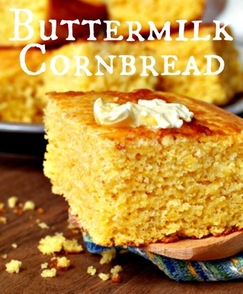 BUTTERMILK CORNBREAD....the most moist, delicious, and sweetest cornbread ever!!! Big hit!!!! Homemade Buttermilk Cornbread, Fluffy Cornbread, Buttermilk Cornbread, Southern Cornbread, Homemade Buttermilk, Cornbread Recipe, Corn Bread Recipe, Food Stuff, Naan