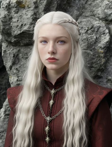 Female Targaryen Oc, Visenya Aesthetic, Targaryen Oc Girl, Targaryen Face Claim, Targaryen Hair, Daena Targaryen, Visenya Targaryen, Pale Aesthetic, Feminine Face