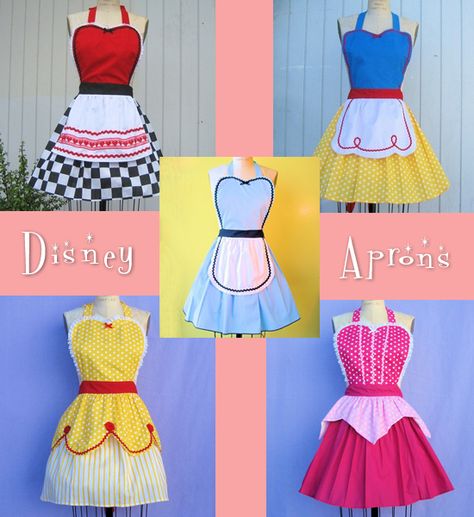 Disney Princess Aprons, Disney Aprons, Princess Aprons, Costume Carnaval, Retro Disney, Cute Aprons, Sewing Aprons, Disney Diy, Trend Fashion