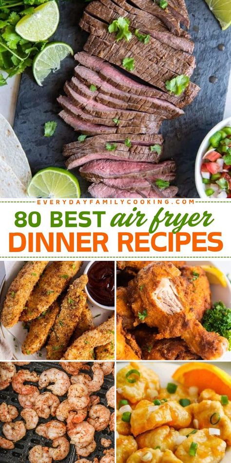 Check out the 80 Best Air Fryer Dinner Recipes! From family friendly dinners to easy to make main course ideas, enjoy chicken, seafood, steak, pork chops, and even vegetarian options. Try them today and make your meals delicious and effortless! Air Fry Beef Tips, Boursin Cheese Air Fryer Recipes, Air Fryer Dinner Sides, Air Fryer Easy Dinner, Air Fryer Meats, Air Fry Dinner Recipes, Air Fryer Steak Recipes, Air Fryer Dinner Ideas, Main Course Ideas