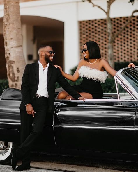 A classic love 🖤🖤🖤 Repost: @pdphotography_ The Calixtes. Coming November 2023 💍 Bride to be: @taishaapm Photography: @pdphotography_… | Instagram Engagement Photos Miami, Engagement Party Photo Ideas, Brown Wedding Themes, Engagement Photo Shoot Poses, House Photoshoot, Car Engagement Photos, 2023 Bride, Proposal Photoshoot, Courthouse Wedding Photos